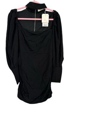 Choosy Women's Long Sleeve Black Square Neckline Collar Dress Sz 8 NWT